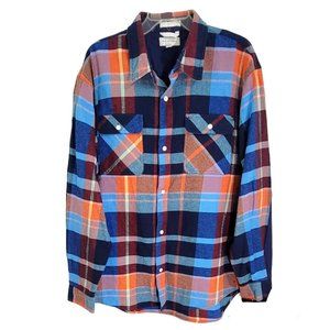 Free Assembly Men Multicolor Plaid Button Up Shacket Long Sleeve Cotton Size XXL